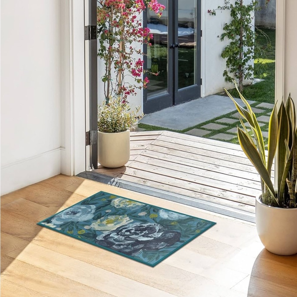 Ruggable 2x3’ washable, stain-resistant rug in “camellia midnight”